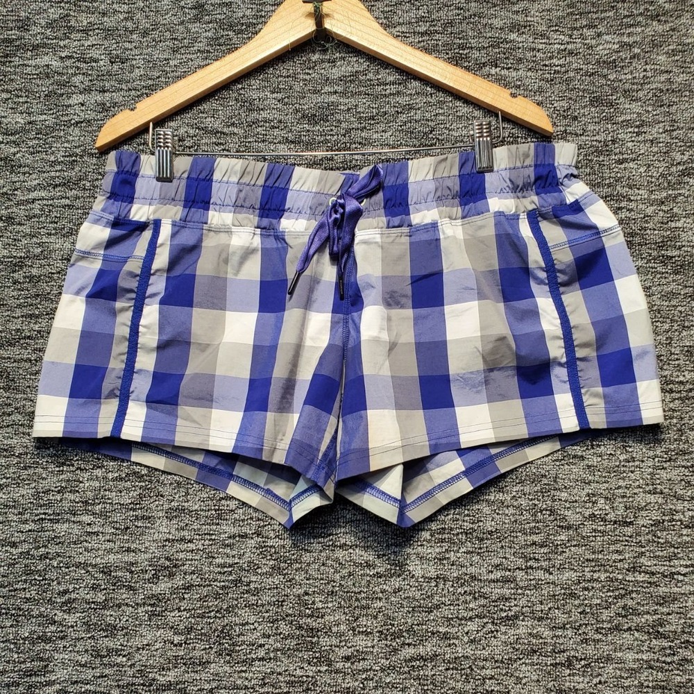 Lululemon Leader Of The Track Womens 12 Blue Checkmate Plaid Activewear Gym Y2K